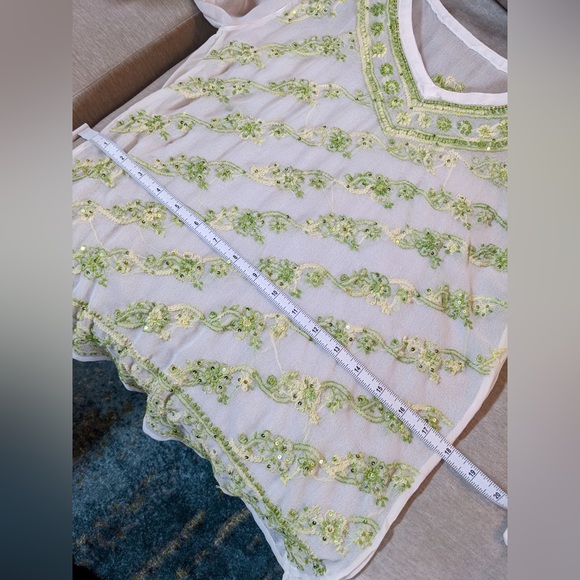 Beautiful Indian Handmade Sheer Embroidered Blouse - Picture 3 of 7